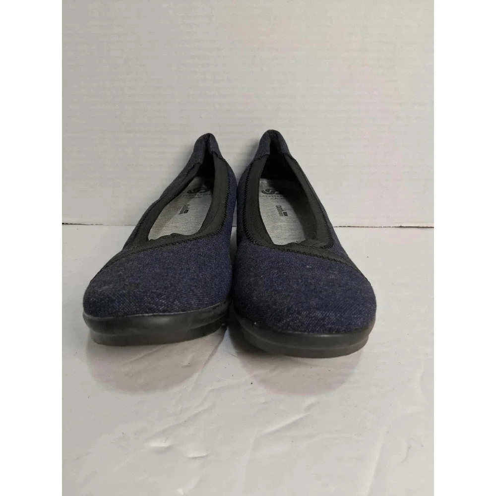 Clarks Cloudsteppers Women's Size 7 Slip On Comfort Wedge Shoes‎ Navy Blue